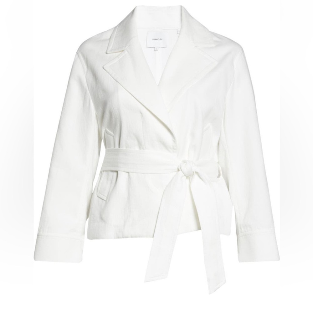VINCE jacket cropped soft cotton white plus size